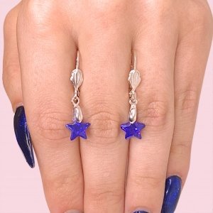 Aros con cubic Estrella 9mm Amatista Laminado de Plata 925